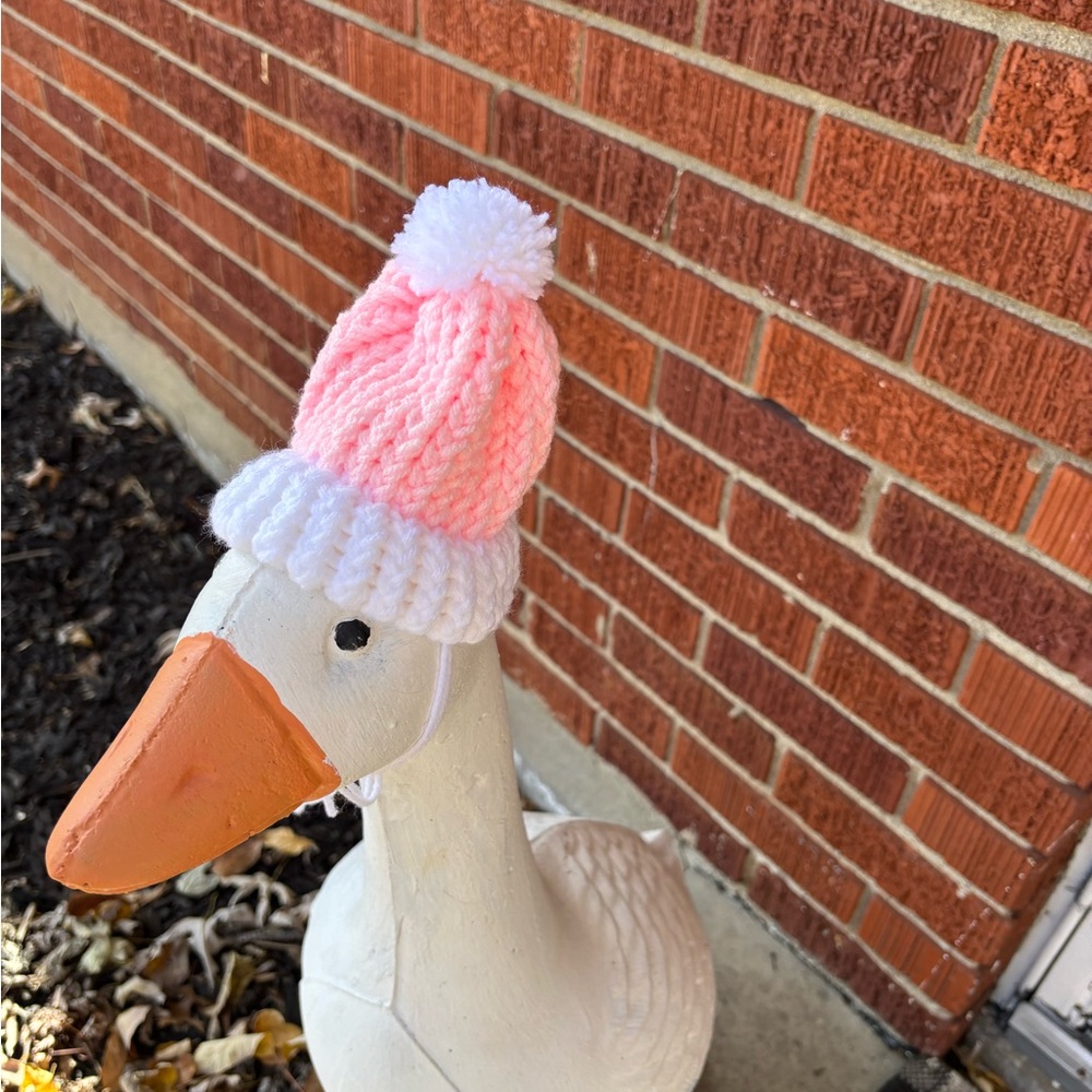 NWOT Pink/White Knitted Porch Goose Hat